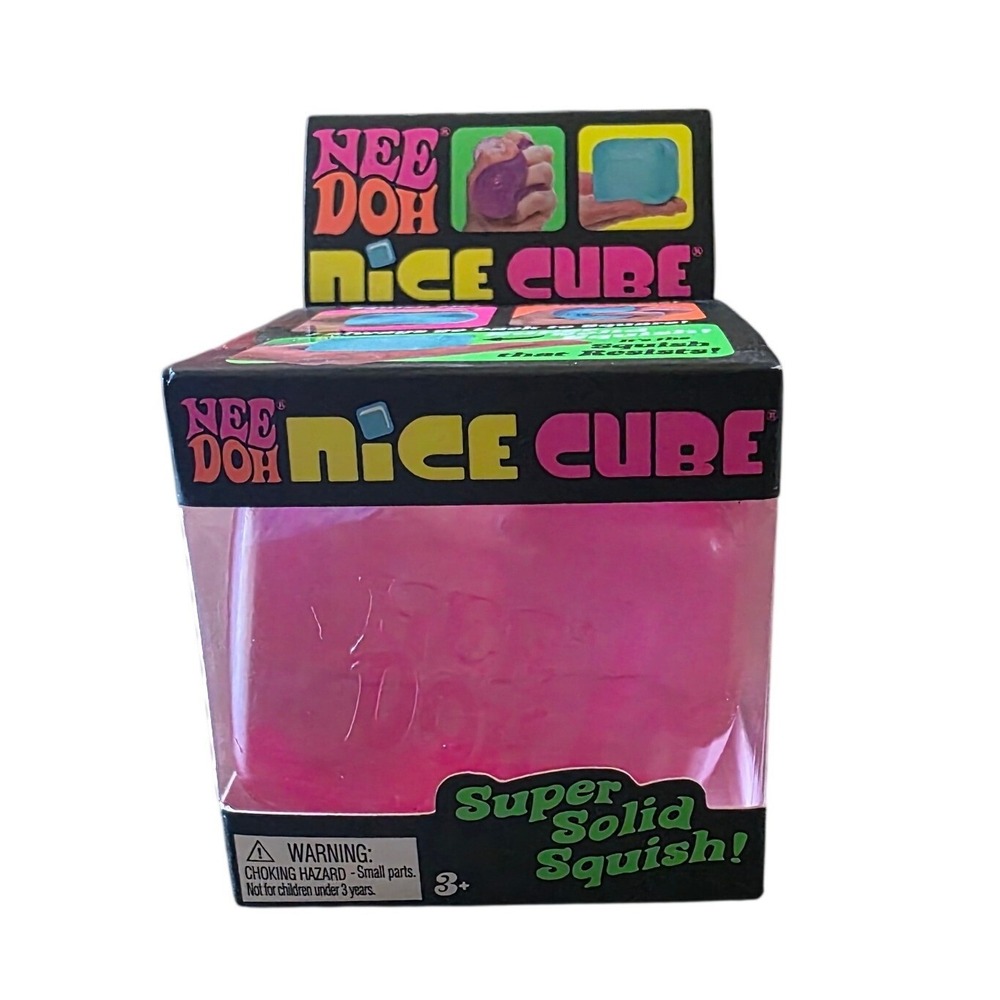 Schylling NeeDoh Nice Cube Pink Super Solid Squish Sensory Fidget Toy New